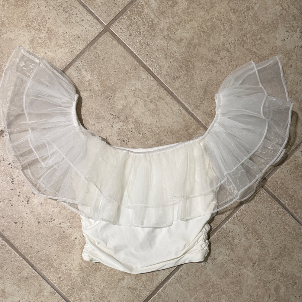 Altar'd State White Lace Zipper Top